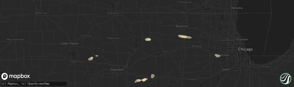 Hail map in Chadwick, IL on June 25, 2024