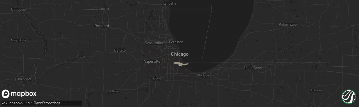 Hail map in Chicago, IL on June 25, 2024