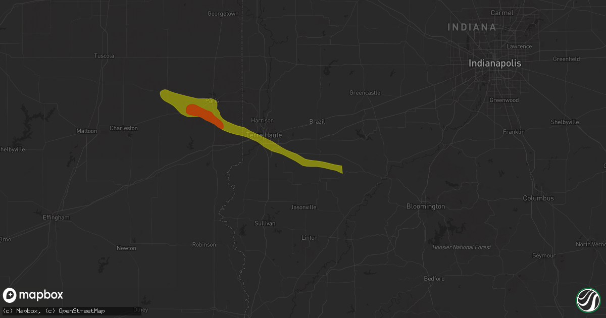 Hail map in Cory, IN on June 25, 2024