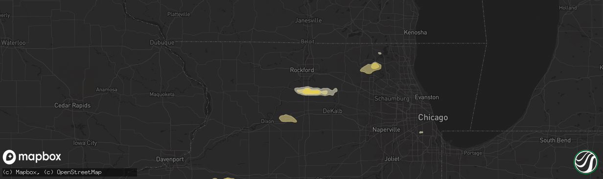 Hail map in Davis Junction, IL on June 25, 2024
