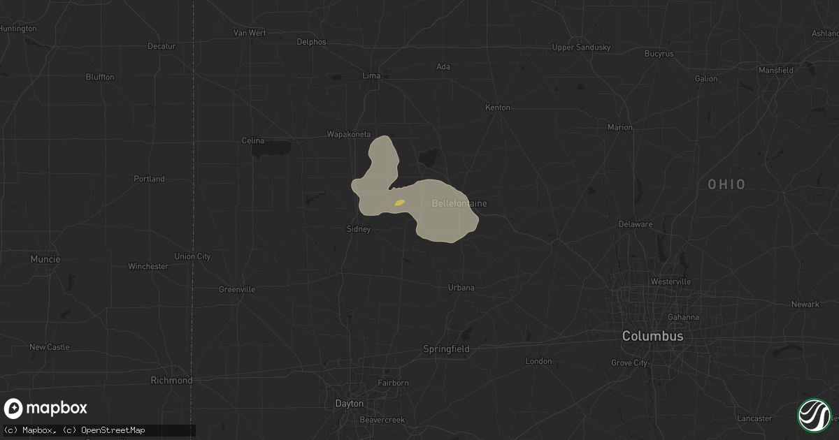 Hail map in De Graff, OH on June 25, 2024