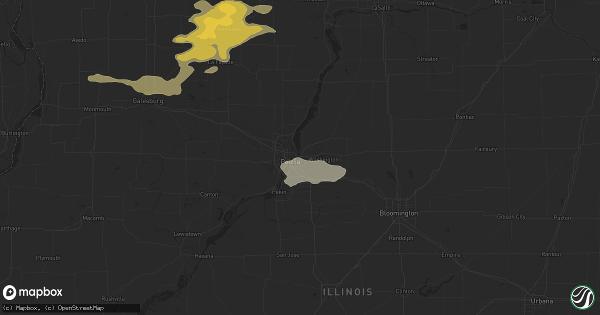 Hail map in East Peoria, IL on June 25, 2024