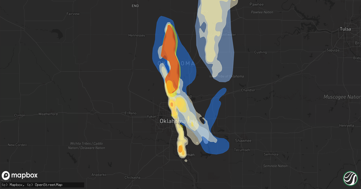 Hail map in Edmond, OK on June 25, 2024