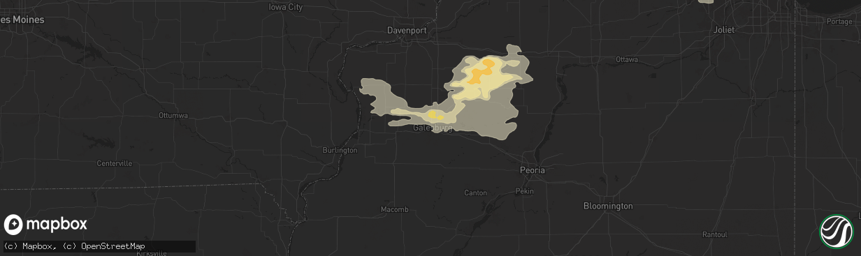Hail map in Galesburg, IL on June 25, 2024