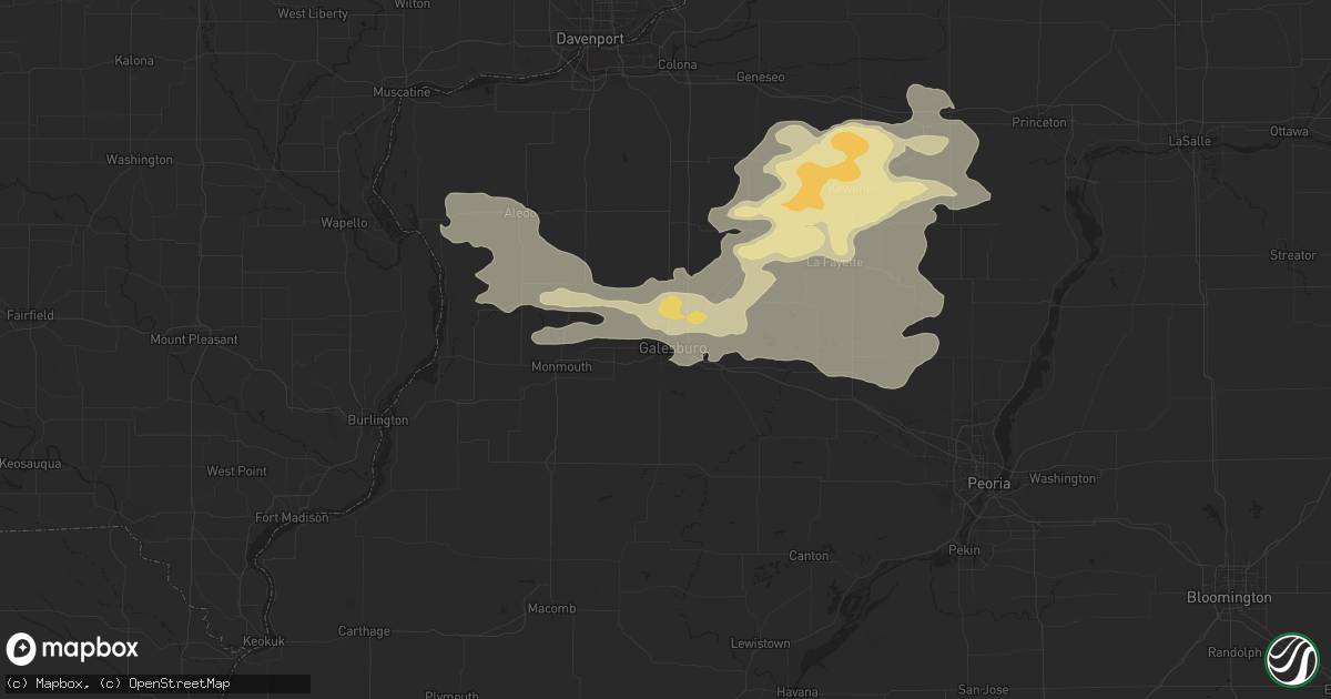 Hail map in Galesburg, IL on June 25, 2024