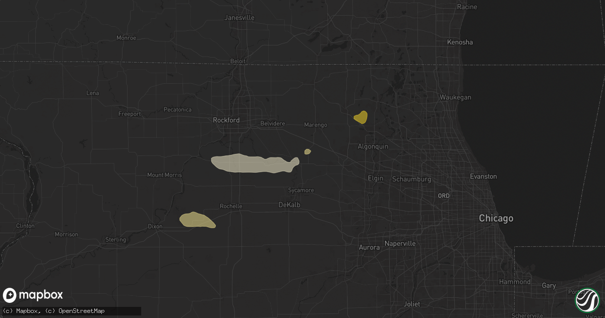 Hail map in Genoa, IL on June 25, 2024