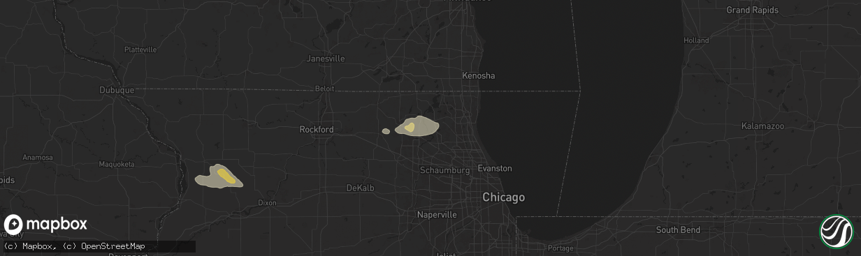 Hail map in Island Lake, IL on June 25, 2024