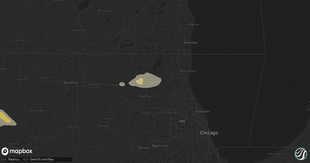 Hail map in Island Lake, IL on June 25, 2024