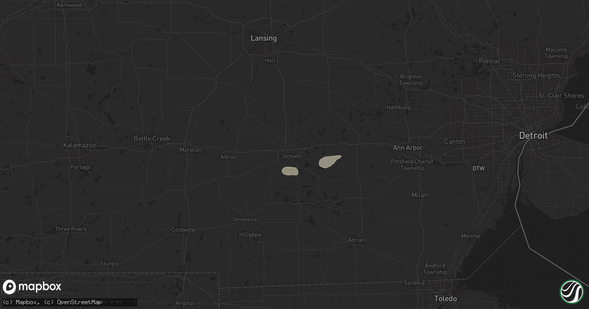 Hail map in Jackson, MI on June 25, 2024