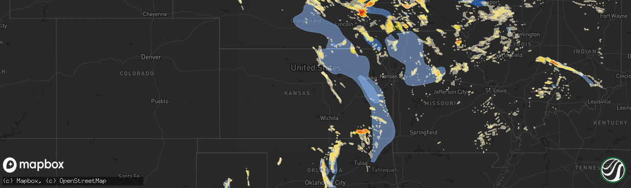 Hail map in Kansas on June 25, 2024