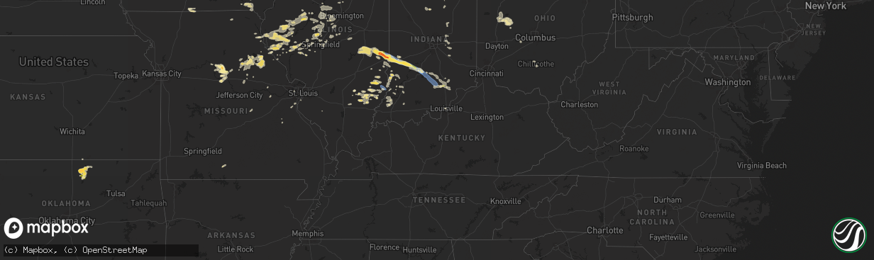 Hail map in Kentucky on June 25, 2024