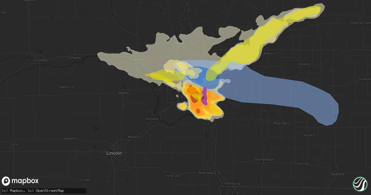 Hail map in La Vista, NE on June 25, 2024