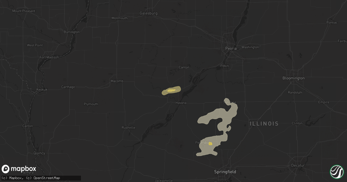 Hail map in Lewistown, IL on June 25, 2024