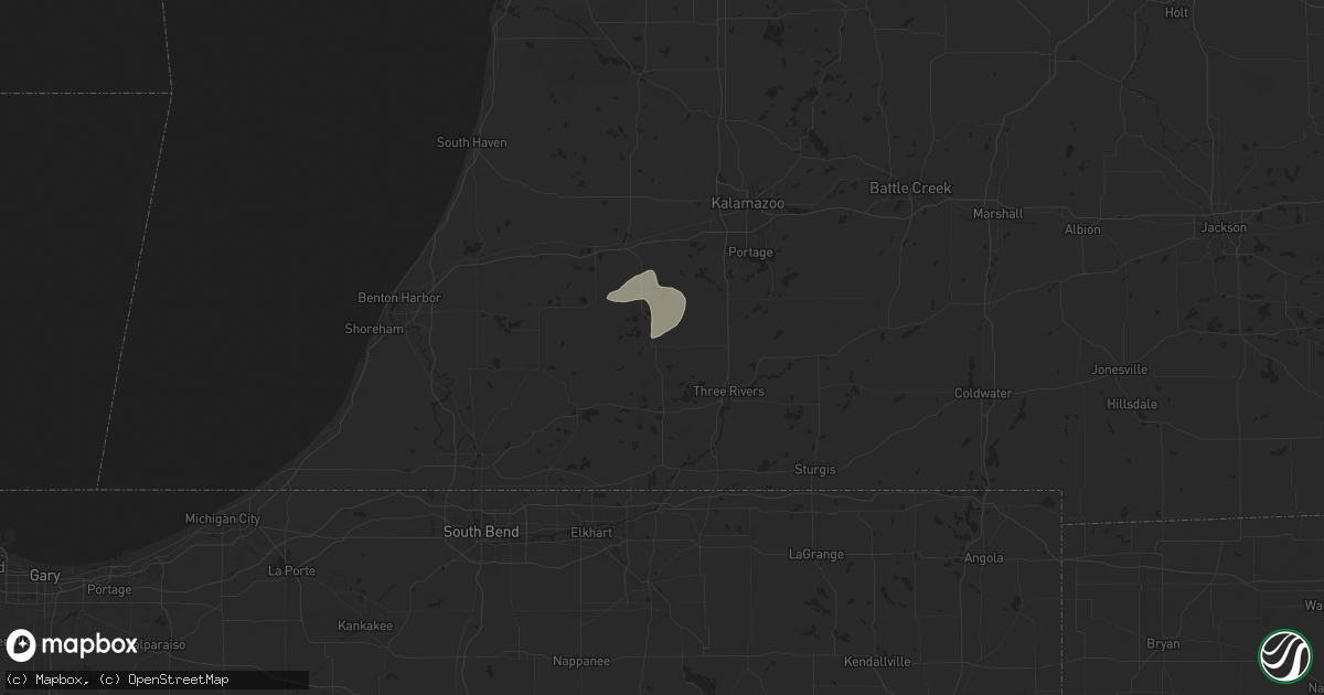 Hail map in Marcellus, MI on June 25, 2024