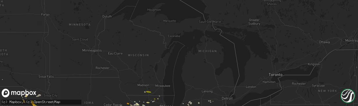 Hail map in Michigan on June 25, 2024