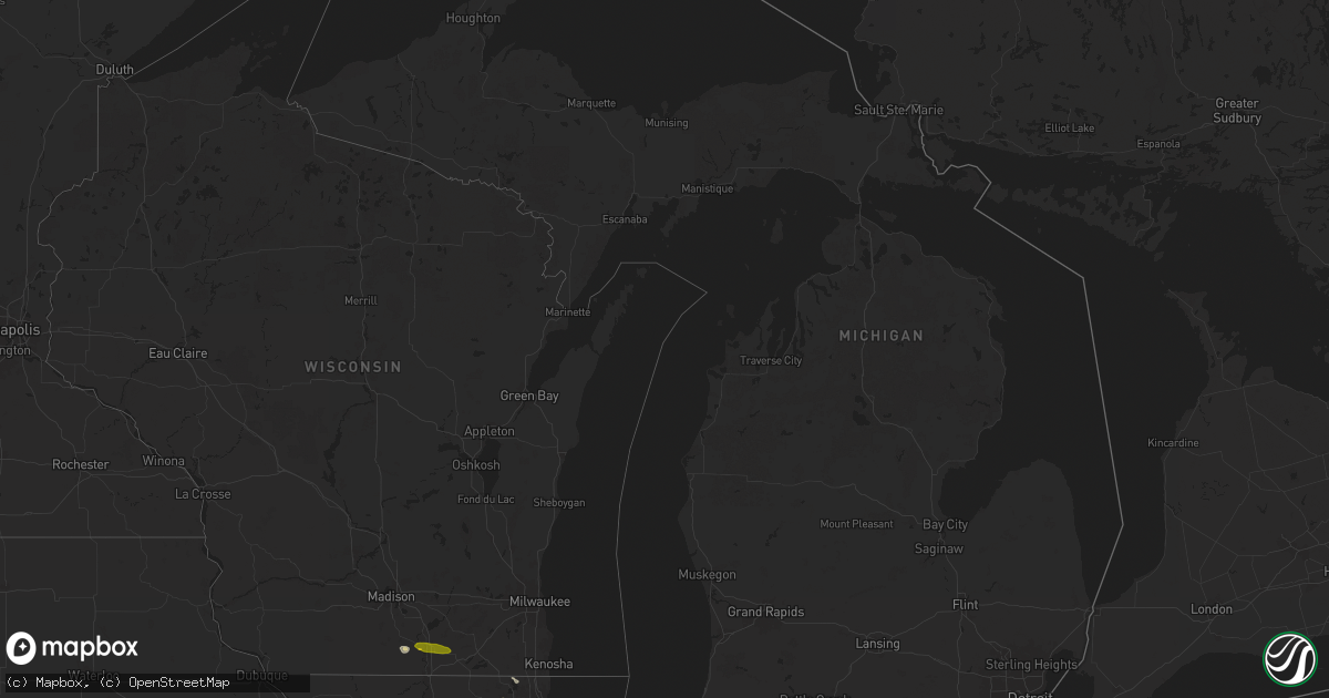 Hail map in Michigan on June 25, 2024