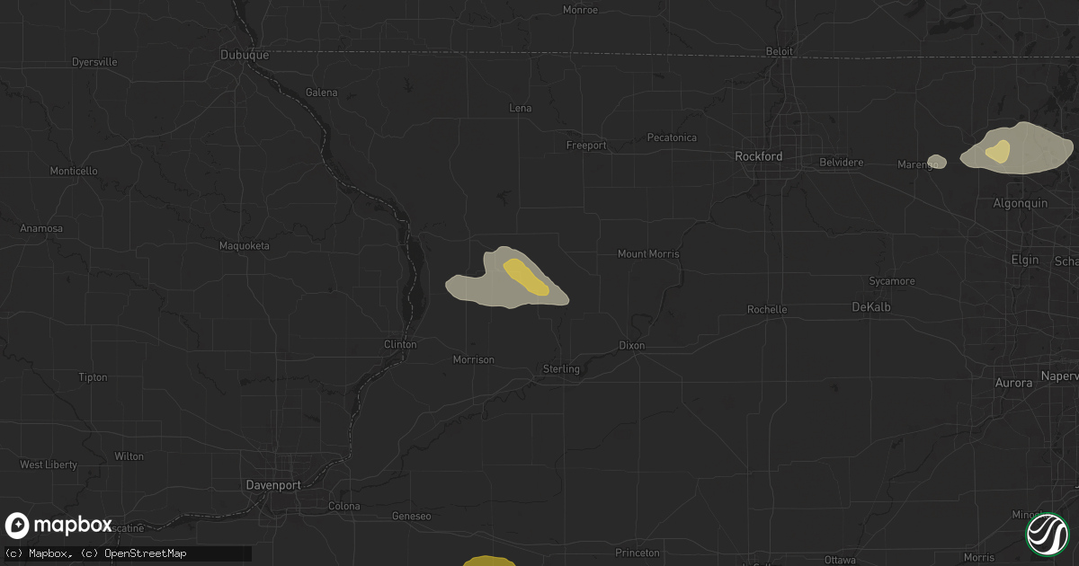 Hail map in Milledgeville, IL on June 25, 2024