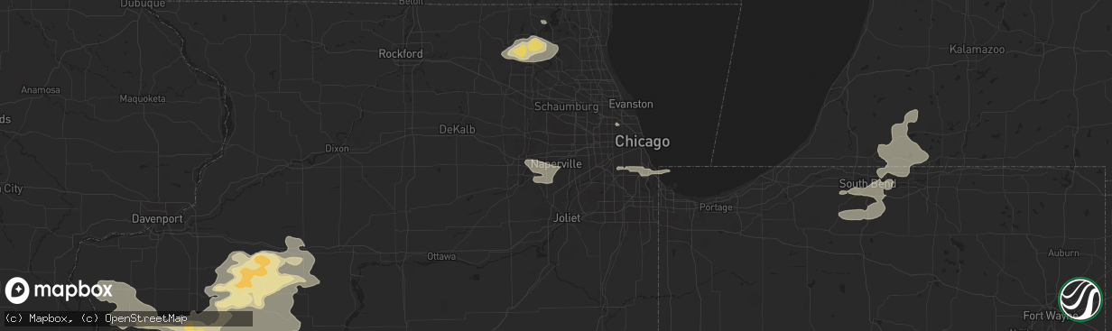 Hail map in Naperville, IL on June 25, 2024
