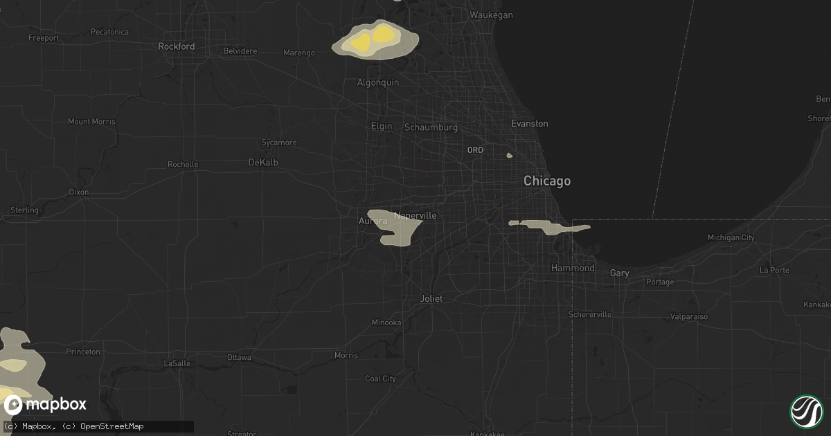 Hail map in Naperville, IL on June 25, 2024