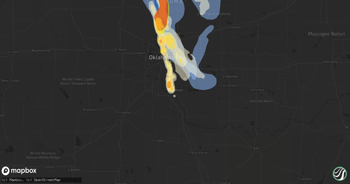 Hail map in Norman, OK on June 25, 2024