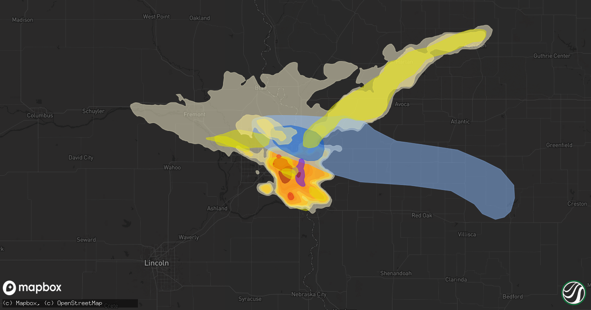 Hail map in Omaha, NE on June 25, 2024
