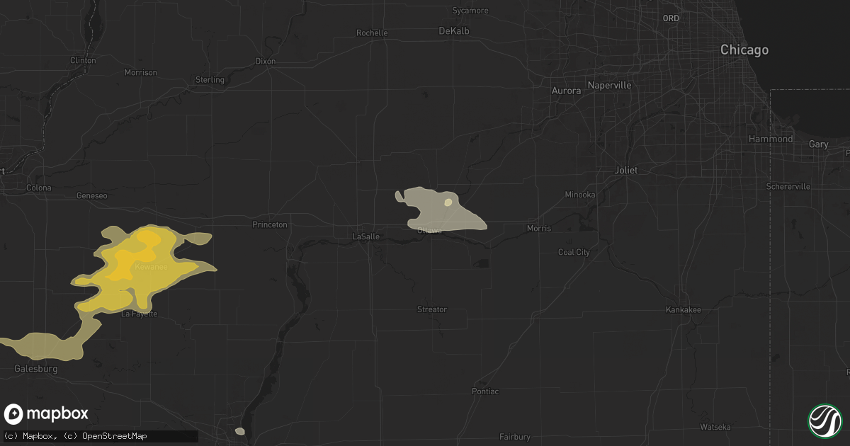 Hail map in Ottawa, IL on June 25, 2024
