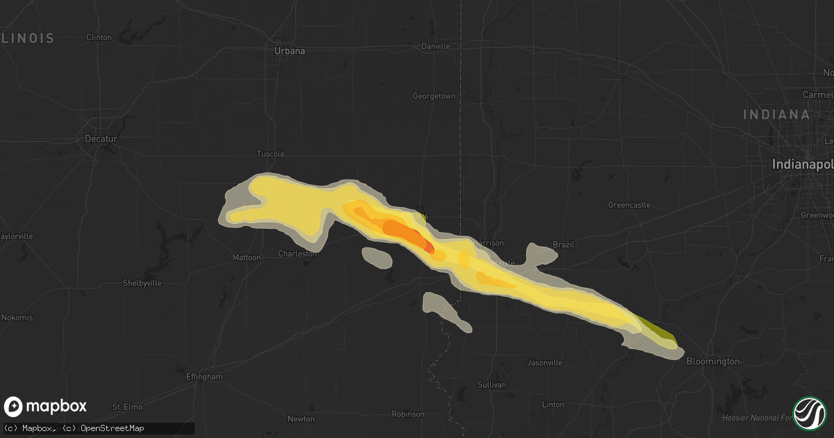 Hail map in Paris, IL on June 25, 2024
