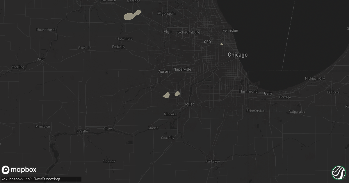 Hail map in Plainfield, IL on June 25, 2024