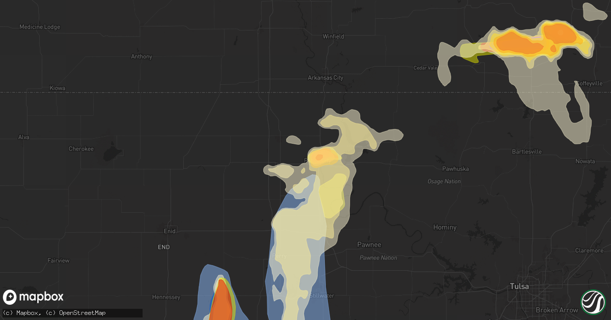 Hail map in Ponca City, OK on June 25, 2024