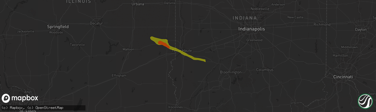 Hail map in Riley, IN on June 25, 2024