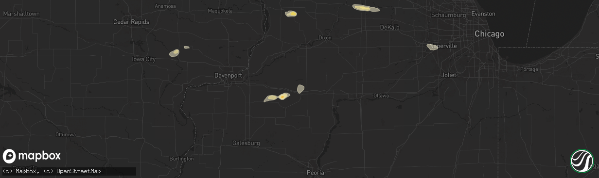 Hail map in Sheffield, IL on June 25, 2024