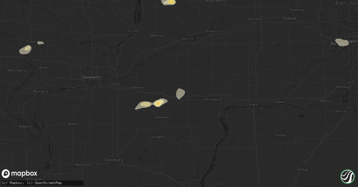 Hail map in Sheffield, IL on June 25, 2024