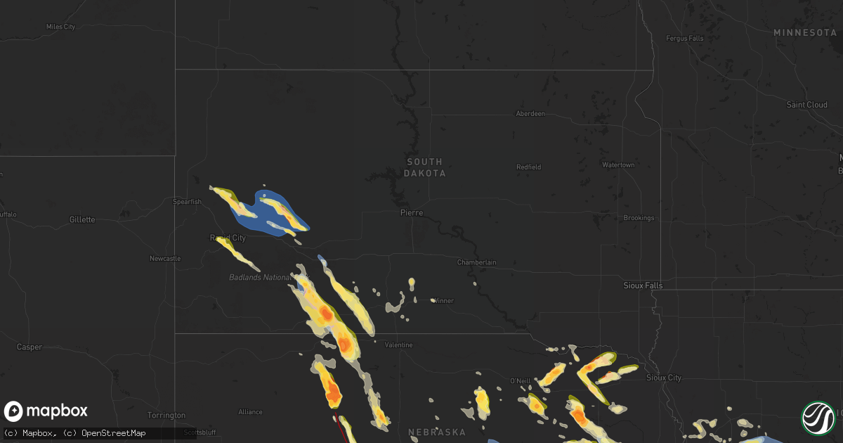 Hail map in South Dakota on June 25, 2024