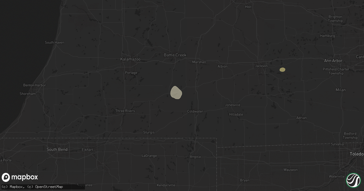 Hail map in Union City, MI on June 25, 2024