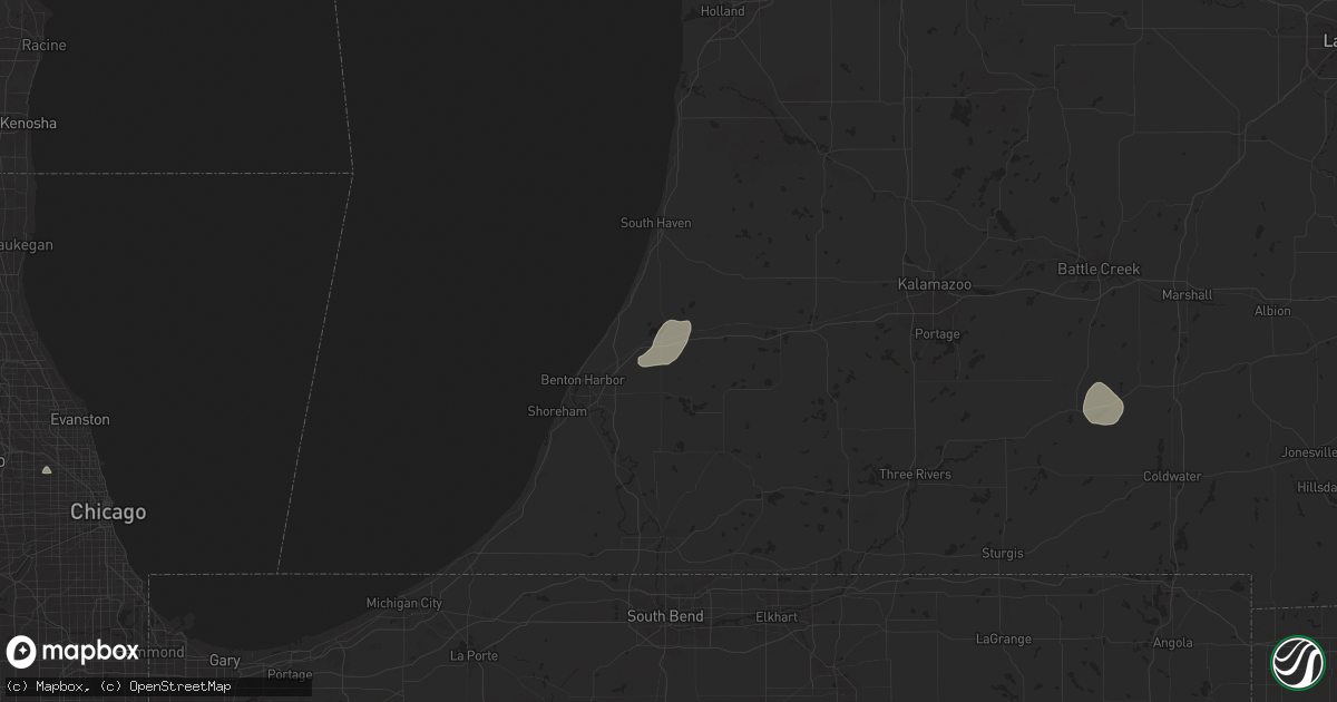 Hail map in Watervliet, MI on June 25, 2024