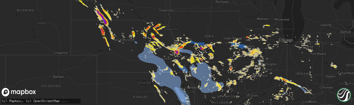 Hail map on June 25, 2024