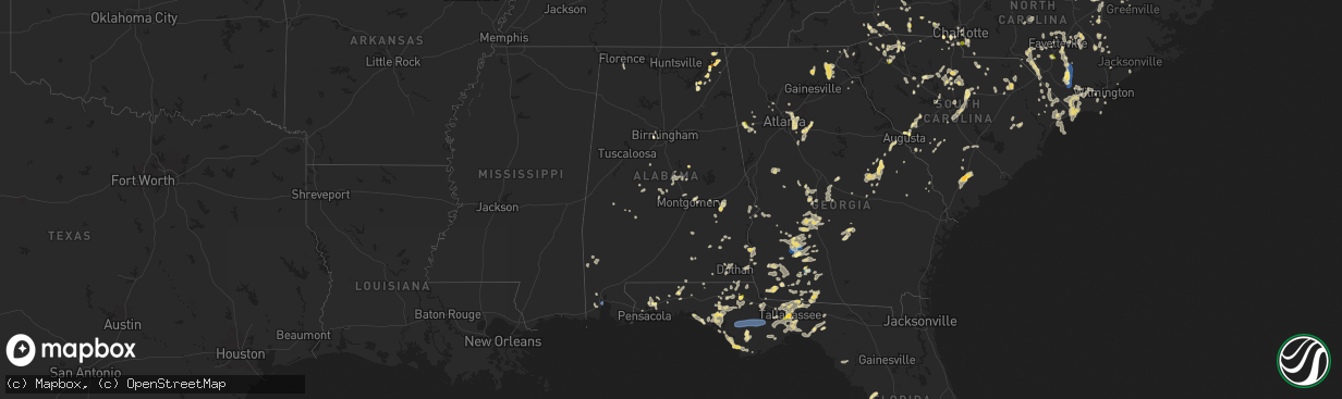 Hail map in Alabama on June 25, 2025