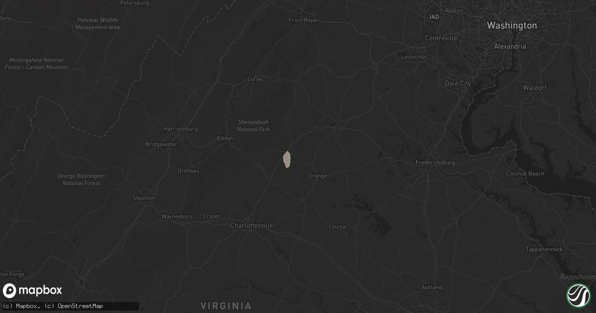 Hail map in Aroda, VA on June 25, 2025