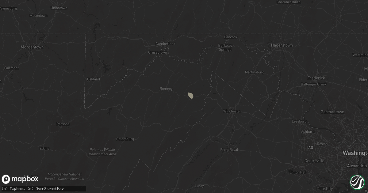 Hail map in Augusta, WV on June 25, 2025