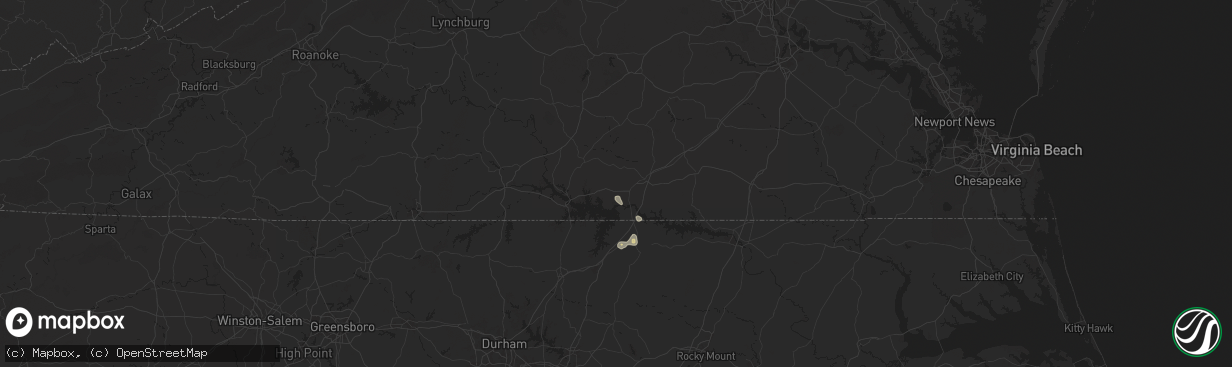 Hail map in Baskerville, VA on June 25, 2025