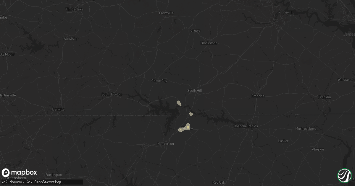 Hail map in Baskerville, VA on June 25, 2025