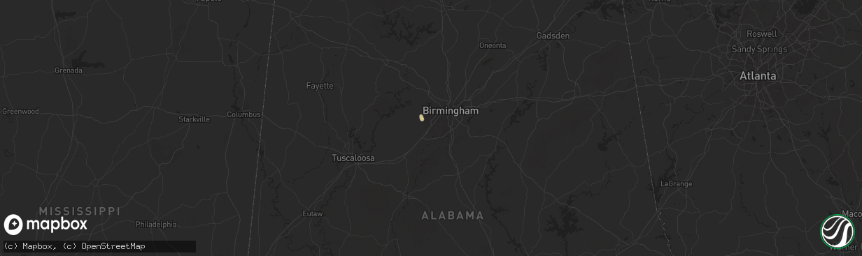 Hail map in Bessemer, AL on June 25, 2025