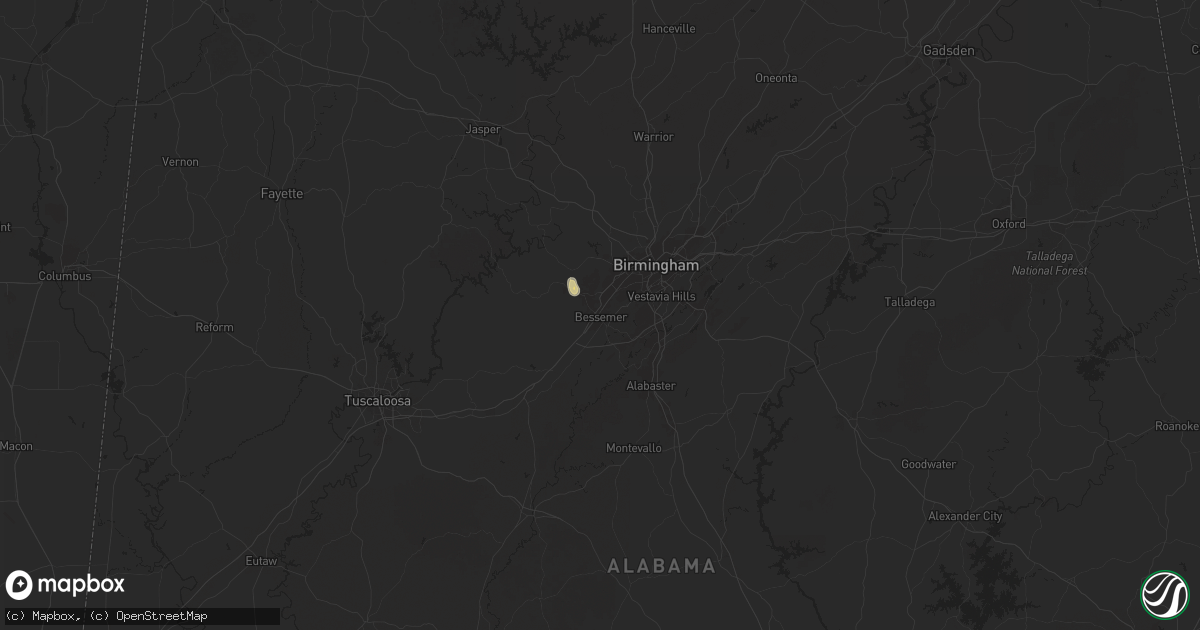 Hail map in Bessemer, AL on June 25, 2025