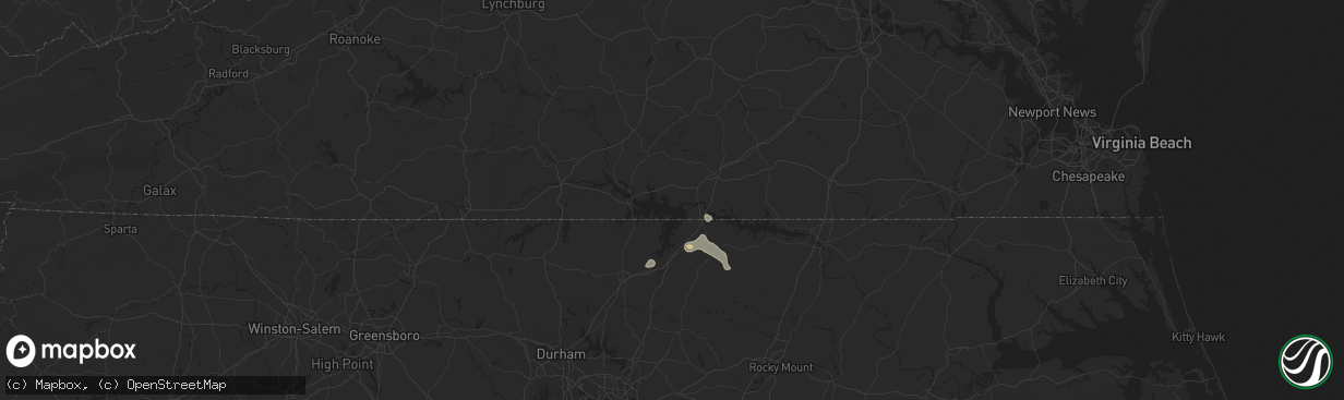 Hail map in Boydton, VA on June 25, 2025