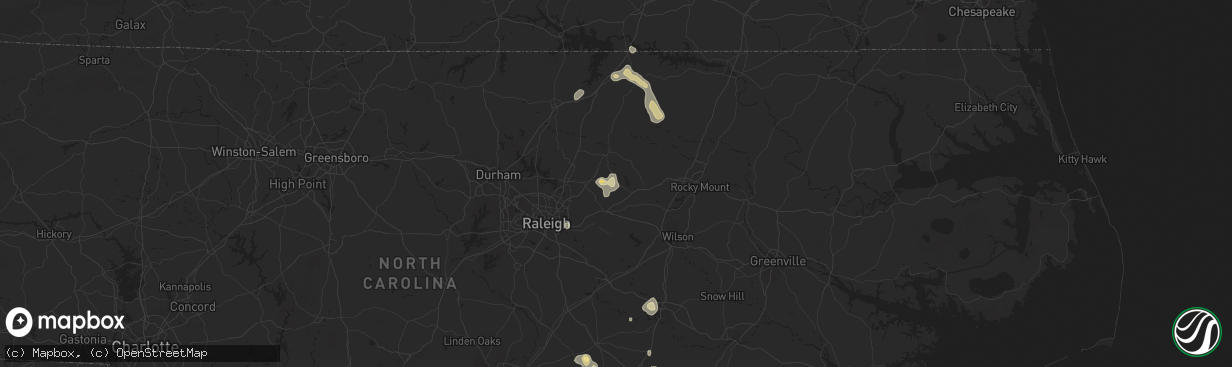 Hail map in Bunn, NC on June 25, 2025