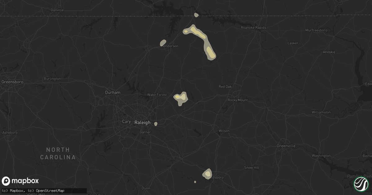 Hail map in Bunn, NC on June 25, 2025