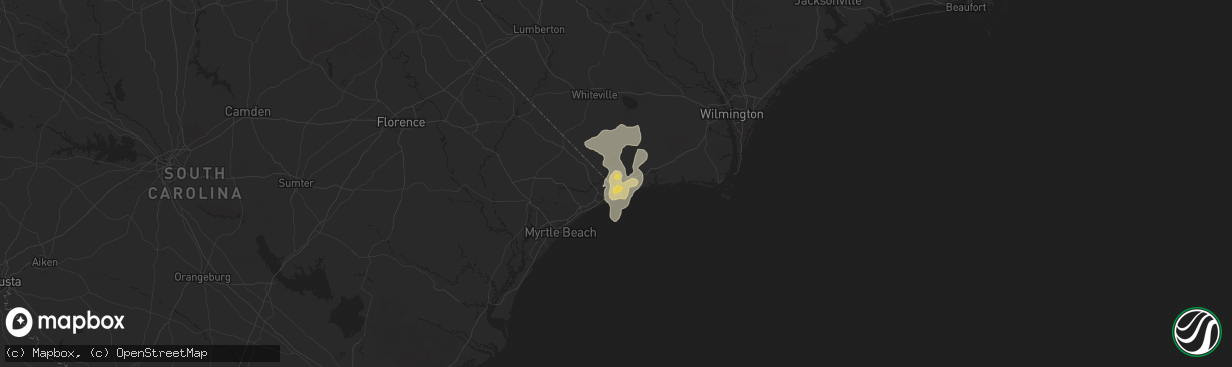 Hail map in Calabash, NC on June 25, 2025