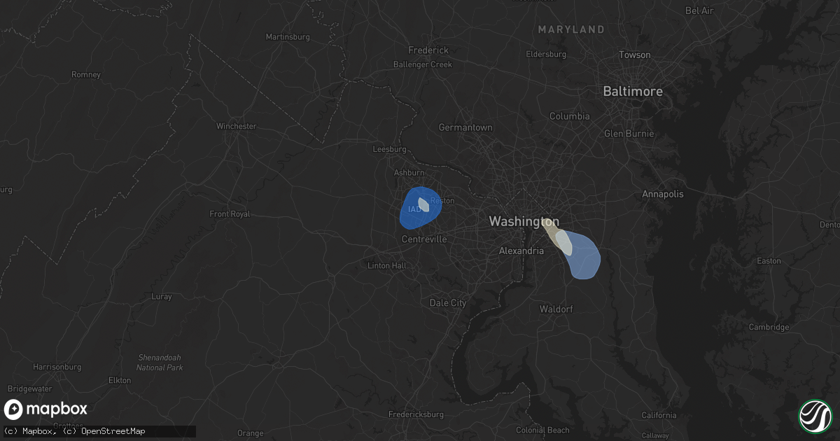 Hail map in Chantilly, VA on June 25, 2025