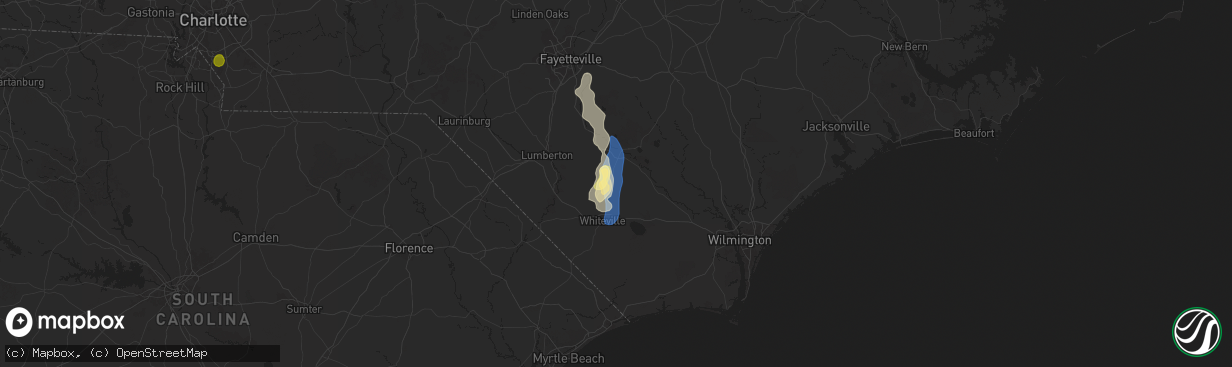 Hail map in Clarkton, NC on June 25, 2025