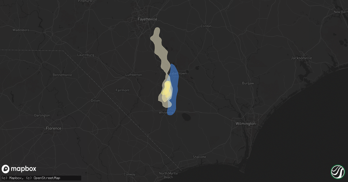 Hail map in Clarkton, NC on June 25, 2025